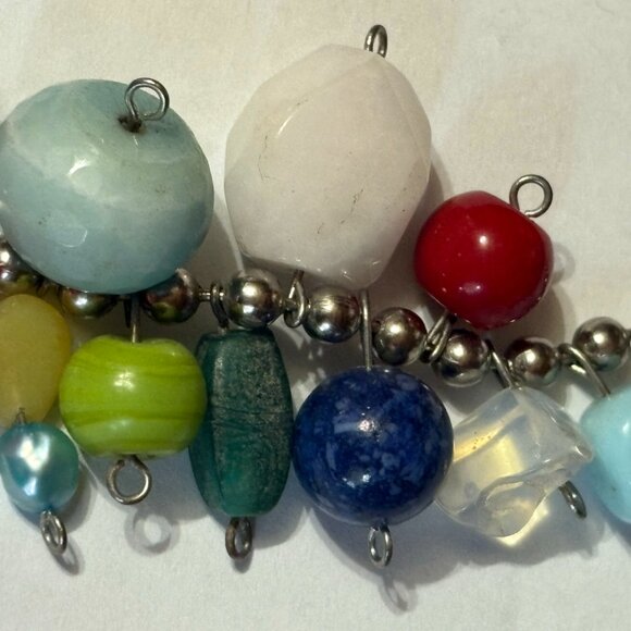 Amazing CZECH ART GLASS BEADS Multicolor COLORFUL SILVER CHAIN NECKLACE 18" - Picture 5 of 7